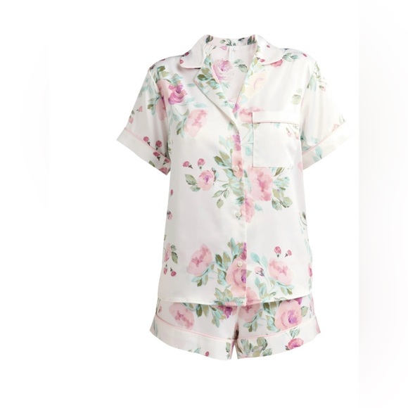 Joyspun Satin Floral Shortie Pajama Set - Picture 2 of 4